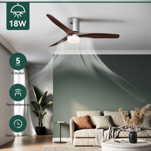 Deckenventilator mit Beleuchtung und Fernbedienung echtem Holz 3 Flügel 5 Leistungsstufen 132cm dc 35W modern Intelligente Zeiteinstellung - Sonni