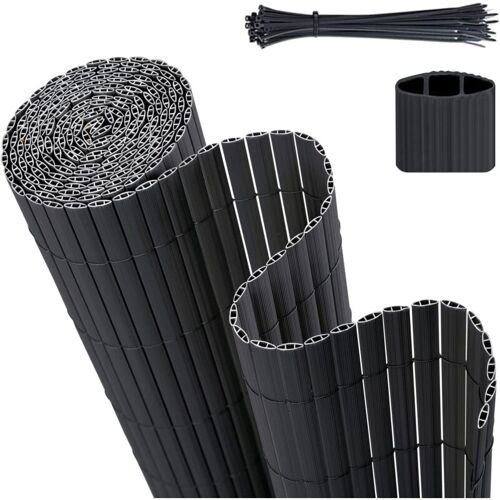 Sichtschutzmatte pvc Sichtschutzzaun Gartenzaun, Doppelte Verstärkung, Anthrazit / 1,0 x 3 m - Sekey