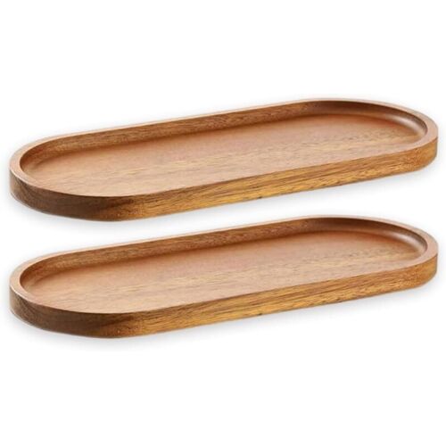 SSTRWGOOD Set mit 2 ovalen Holztabletts – 29 x 10,5 cm – für Wurstwaren, Käse, Brot, Obst – natur