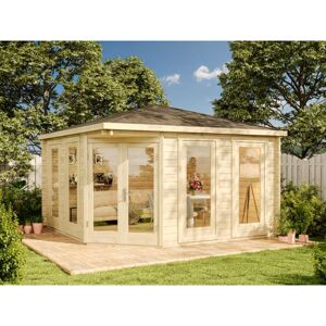 5-Eck Gartenhaus Maja iso Gartenhaus aus Holz, Holzhaus mit 44 mm Wandstärke, Blockbohlenhaus mit Montagematerial - Alpholz 5-Eck Gartenhaus Maja iso Gartenhaus aus Holz, Holzhaus mit 44 mm Wandstärke, Blockbohlenhaus mit Montagematerial - Alpholz