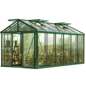 Gewächshaus Diamas 24 Premium 235x460 Cm Mit Integriertem Fundament 16 Mm Doppelstegplatten, Farbe Moosgrün - Gfp Gewächshaus Diamas 24 Premium 235x460 Cm Mit Integriertem Fundament 16 Mm Doppelstegplatten, Farbe Moosgrün - Gfp