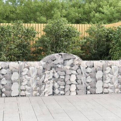 vidaXL Bogenförmige Gabionen 6 Stück, 200x30x80/100 cm, Verzinkter Stahl - Gartendekorwand vidaXL Bogenförmige Gabionen 6 Stück, 200x30x80/100 cm, Verzinkter Stahl - Gartendekorwand