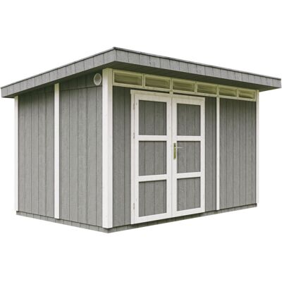 Gartenhaus Premium Qualität 8,7m² - L279xw412cm- All-inclusive-set Mit Boden, Bitumen-dachziegeln, Farbset- Lp Smartside Timbela M904a Cavern Steel Gartenhaus Premium Qualität 8,7m² - L279xw412cm- All-inclusive-set Mit Boden, Bitumen-dachziegeln, Farbset- Lp Smartside Timbela M904a Cavern Steel
