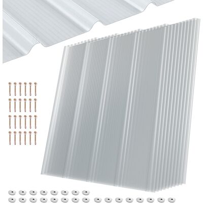 Tolletour 10x Klare Frp Dachplatten 90x100 Cm 1 Mm Trapezprofil, Uv- & Wetterfest, Hagelsicher, Mit Schrauben Für Gewächshaus Carport Tolletour 10x Klare Frp Dachplatten 90x100 Cm 1 Mm Trapezprofil, Uv- & Wetterfest, Hagelsicher, Mit Schrauben Für Gewächshaus Carport