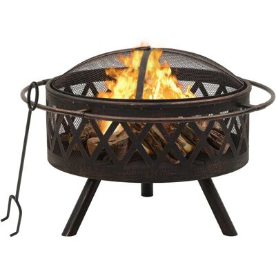 Vidaxl Rustic Fire Pit With Poker 76 Cm Xxl Steel Vidaxl Rustic Fire Pit With Poker 76 Cm Xxl Steel