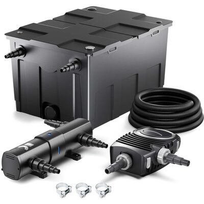 Wiltec Komplettset: Cbf-550 Teichfilter Bis 60000 L Teichfilteranlage Durchlauffilter, Neo8000 Teichpumpe 8000l/h 70w, Cuv-224 Teichklärer 24w, 10m Teichschlauch 38 Mm, Schlauchschellen W1 44-47mm Wiltec Komplettset: Cbf-550 Teichfilter Bis 60000 L Teichfilteranlage Durchlauffilter, Neo8000 Teichpumpe 8000l/h 70w, Cuv-224 Teichklärer 24w, 10m Teichschlauch 38 Mm, Schlauchschellen W1 44-47mm