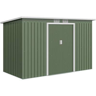 Metall Gerätehaus 6,3m³ 280x130x172cm Geräteschuppen Mit Pultdach Schiebetür Wetterfest Gartenhaus Outdoor Garten Schuppen Schrank Für Hinterhof Außenbereich Anthrazit, Hellgrün - Outsunny Metall Gerätehaus 6,3m³ 280x130x172cm Geräteschuppen Mit Pultdach Schiebetür Wetterfest Gartenhaus Outdoor Garten Schuppen Schrank Für Hinterhof Außenbereich Anthrazit, Hellgrün - Outsunny