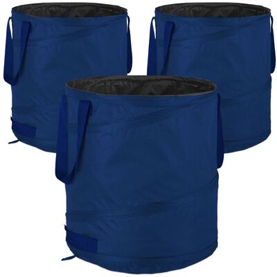 Relaxdays - Laubsack, Selbstaufstellend, 3er Set, 85 L, Pop Up Gartensack, Mit 3 Griffen, Uv-beständig, Wasserdicht, Blau Relaxdays - Laubsack, Selbstaufstellend, 3er Set, 85 L, Pop Up Gartensack, Mit 3 Griffen, Uv-beständig, Wasserdicht, Blau