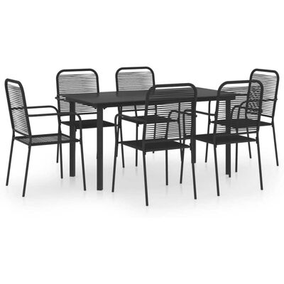 Vidaxl 7 Piece Garden Dining Set Black Glass And Steel (48568+312156+312162) Vidaxl 7 Piece Garden Dining Set Black Glass And Steel (48568+312156+312162)