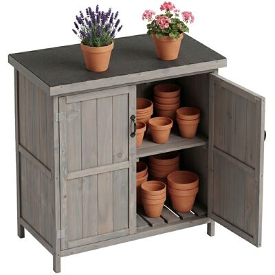 Relaxdays Gartenschrank, Holz, Aufklappbares Dach, Wetterfest, Einlegeboden, Hxbxt: 88 X 75 X 44 Cm, Gerätehaus, Grau Relaxdays Gartenschrank, Holz, Aufklappbares Dach, Wetterfest, Einlegeboden, Hxbxt: 88 X 75 X 44 Cm, Gerätehaus, Grau