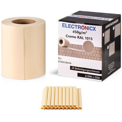 Electronicx Pvc Sichtschutzstreifen Creme (ral 1015) Sichtschutz Zaunfolie Doppelstabmatten 70m (2x35m) X 19 Cm 450g/m² Uv-beständig Electronicx Pvc Sichtschutzstreifen Creme (ral 1015) Sichtschutz Zaunfolie Doppelstabmatten 70m (2x35m) X 19 Cm 450g/m² Uv-beständig
