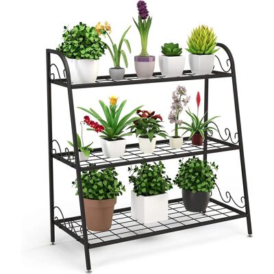 Costway 3-stufiger Metall Pflanzenstaender, Multifunktionales Pflanzenregal Ausstellungsregal Für Drinnen & Draussen, Pflanzregal Blumentopfregal Mit Verstellbaren Füssen Für Terrasse Garten Balkon Costway 3-stufiger Metall Pflanzenstaender, Multifunktionales Pflanzenregal Ausstellungsregal Für Drinnen & Draussen, Pflanzregal Blumentopfregal Mit Verstellbaren Füssen Für Terrasse Garten Balkon