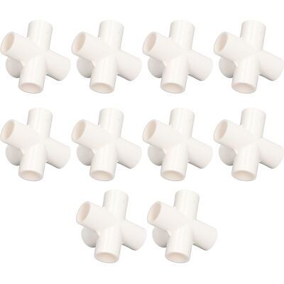 LEDE 25 Mm 5-wege-pvc-fitting Weiß X10 - Winkelfuß Für Möbel, Gewächshaus, Zelt LEDE 25 Mm 5-wege-pvc-fitting Weiß X10 - Winkelfuß Für Möbel, Gewächshaus, Zelt