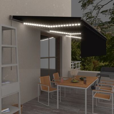 vidaXL 6x3m Retractable Markise mit LED - Anthrazit vidaXL 6x3m Retractable Markise mit LED - Anthrazit