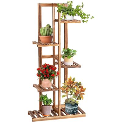 Costway - Pflanzenstaender Freistehendes Blumenregal, Pflanzenregal Holz Blumentreppe Mehrstoeckig, Holzregal Pflanzentreppe Für Drinnen Draussen 5 Ebenen/braun Costway - Pflanzenstaender Freistehendes Blumenregal, Pflanzenregal Holz Blumentreppe Mehrstoeckig, Holzregal Pflanzentreppe Für Drinnen Draussen 5 Ebenen/braun