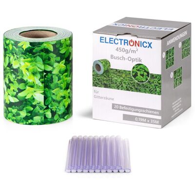 Electronicx Pvc Sichtschutzstreifen Buchsbaum Sichtschutz Zaunfolie Doppelstabmatten 70m (2x35m) X 19 Cm 450g/m² Uv-beständig, Blickdicht Electronicx Pvc Sichtschutzstreifen Buchsbaum Sichtschutz Zaunfolie Doppelstabmatten 70m (2x35m) X 19 Cm 450g/m² Uv-beständig, Blickdicht
