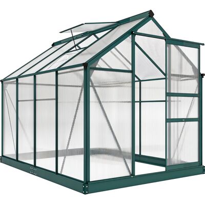 OEM Gewächshaus, Treibhaus, Mit Dachfenster, Schiebetür, Transparent, Polycarbonat+aluminium, 190 X 252 X 201cm OEM Gewächshaus, Treibhaus, Mit Dachfenster, Schiebetür, Transparent, Polycarbonat+aluminium, 190 X 252 X 201cm