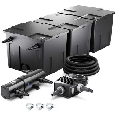 Wiltec Komplettset: Cbf-350c Teichfilter Bis 90000 L Teichfilteranlage Durchlauffilter, Neo12000 Teichpumpe 12000l/h 100w, Cuv-272 Teichklärer 72w, 10m Teichschlauch 38 Mm, Schlauchschellen W1 44-47mm Wiltec Komplettset: Cbf-350c Teichfilter Bis 90000 L Teichfilteranlage Durchlauffilter, Neo12000 Teichpumpe 12000l/h 100w, Cuv-272 Teichklärer 72w, 10m Teichschlauch 38 Mm, Schlauchschellen W1 44-47mm