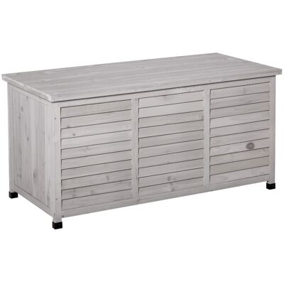 Gartenbox, Kissenbox, Aufbewahrungsbox, Aufbewahrungsbox, Gartentruhe, Wetterbeständig, Massivholz, 127 X 56 X 60 Cm, Grau - Outsunny Gartenbox, Kissenbox, Aufbewahrungsbox, Aufbewahrungsbox, Gartentruhe, Wetterbeständig, Massivholz, 127 X 56 X 60 Cm, Grau - Outsunny