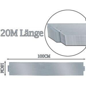 Rasenkante 20m 100x18cm Metall Beetumrandung verzinkt Mähkante Beeteinfassung - Länge 20m Höhe 18cm Palisade - Hengda