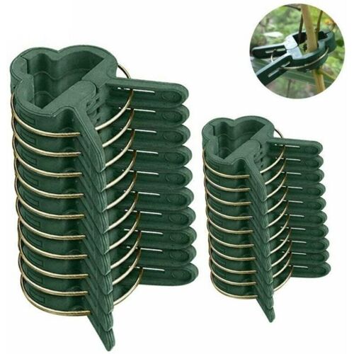 CATHERINE Packung mit 20 Pflanzenclips für Kletterpflanzen, 2 Größen, Stützclips für Ranken, Tomaten, Gartengemüse (10 große Clips, 10 kleine Clips)