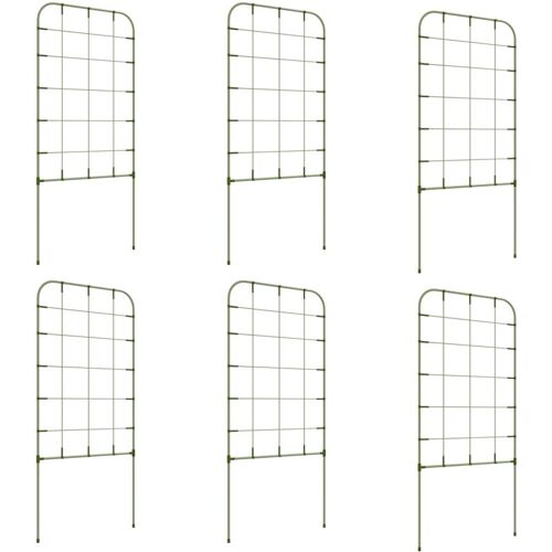 Outsunny 6er-Set Rankhilfe, Pflanzenhalter, Rankgitter, Gartenpflanze Stützstangen, Gartenspaliere für Kletterpflanzen, Balkon, Stahl, Grün, 40 x 90
