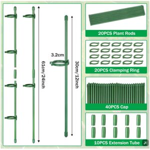 10 verstellbare Pflanzenstützen für Gartenpflanzen, Ringe mit Klemmen und Verbindungsrohre für Orchideen, Rosen und Tomaten, 30 cm (grün) 10 verstellbare Pflanzenstützen für Gartenpflanzen, Ringe mit Klemmen und Verbindungsrohre für Orchideen, Rosen und Tomaten, 30 cm (grün)
