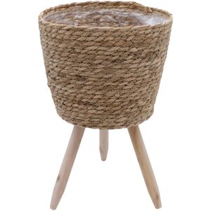 SPETEBO Blumenständer aus Stroh innen mit Folie - 35 x 23 cm - Rattan Pflanzenständer mit 3 Holz Beinen - Deko Blumentopf Pflanztopf mit Füßen für SPETEBO Blumenständer aus Stroh innen mit Folie - 35 x 23 cm - Rattan Pflanzenständer mit 3 Holz Beinen - Deko Blumentopf Pflanztopf mit Füßen für