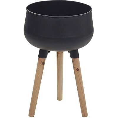BELIANI Blumentopf Mit Beinen Agros 30 Cm Schwarz Metall BELIANI Blumentopf Mit Beinen Agros 30 Cm Schwarz Metall
