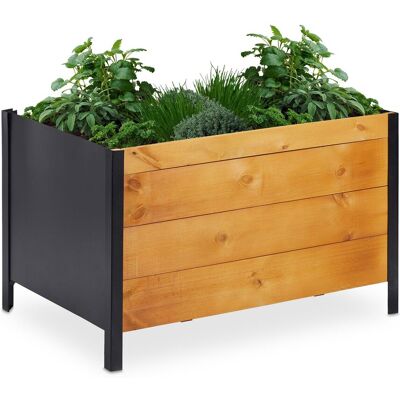 Relaxdays Hochbeet Inkl. Vlies, Hbt: 48 X 78 X 51 Cm, Holz Kräuterbeet Für Terrasse, Balkon & Garten, Rechteckig, Natur Relaxdays Hochbeet Inkl. Vlies, Hbt: 48 X 78 X 51 Cm, Holz Kräuterbeet Für Terrasse, Balkon & Garten, Rechteckig, Natur