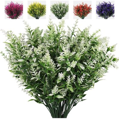 Langray Künstliche Pflanze Lavendel, 8 Anti-ultraviolette Blumensträuße Im Freien Grüne Blätter Gefälschte Sträucher Simulation Innen- Und Außenpflanzen Blumentöpfe Hängende Hausgartendekoration (weiß Langray Künstliche Pflanze Lavendel, 8 Anti-ultraviolette Blumensträuße Im Freien Grüne Blätter Gefälschte Sträucher Simulation Innen- Und Außenpflanzen Blumentöpfe Hängende Hausgartendekoration (weiß