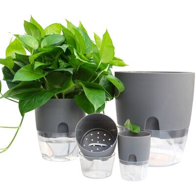 HEAT Dekorativer Kunststoff-blumentopf Mit Baumwollseil Und Automatischer Bewässerung, Grau, 15,3 Cm Durchmesser, Ideal Für Zimmer- Und Gartenpflanzen, Blumen Und Kräuter. HEAT Dekorativer Kunststoff-blumentopf Mit Baumwollseil Und Automatischer Bewässerung, Grau, 15,3 Cm Durchmesser, Ideal Für Zimmer- Und Gartenpflanzen, Blumen Und Kräuter.