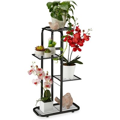 Relaxdays Blumentreppe Metall, 4-stufige Blumenetagere, Draußen & Drinnen, Hbt 81 X 44 X 24,5 Cm, Pflanzenregal, Schwarz Relaxdays Blumentreppe Metall, 4-stufige Blumenetagere, Draußen & Drinnen, Hbt 81 X 44 X 24,5 Cm, Pflanzenregal, Schwarz