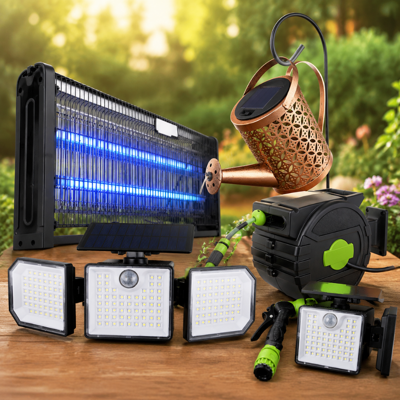 NORTHIX Automatisches Gartenschlauchaufroll Set 4 Teilig - Schlauchaufrollvorrichtung Solar Kanisterleuchte 167 Led Lampe Insektenvernichter 224683252 NORTHIX Automatisches Gartenschlauchaufroll Set 4 Teilig - Schlauchaufrollvorrichtung Solar Kanisterleuchte 167 Led Lampe Insektenvernichter 224683252