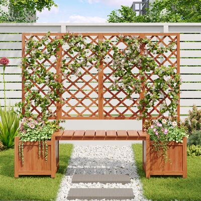SANS MARQUE Pflanzkübel – 169x42x145 Cm – 14 Kg – Aus Massivholz – Dieser Spalier-pflanzkasten Ist – Massive Tanne – Rankhilfen: Terrassentöpfe Mit SANS MARQUE Pflanzkübel – 169x42x145 Cm – 14 Kg – Aus Massivholz – Dieser Spalier-pflanzkasten Ist – Massive Tanne – Rankhilfen: Terrassentöpfe Mit