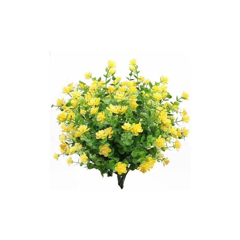 ETING Artificial Flowers, 4 Packs Fake Eucalyptus Flowers Plastic Lotus Flower Bouquets for Indoor and Outdoor Garden Porch Patio Office Home Decoration