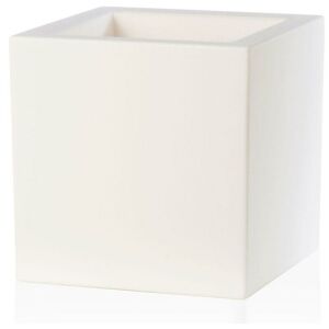 TERAPLAST Moderner Vase Cubo Schio Essential aus Kunststoff für Garten und Blumen und Pflanzen -60 cm / Weiss