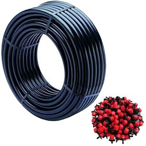 Irritec - Tropfrohr, 16 mm x 100 m, Farbe Schwarz + 100 einstellbare Tropfer 0 bis 40 l/h Exclusives Angebot