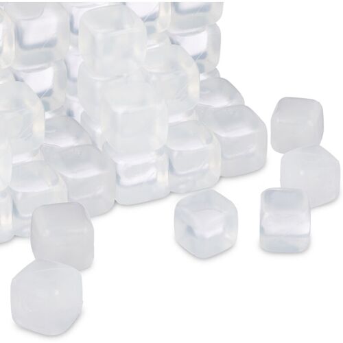 Relaxdays - Eiswürfel wiederverwendbar, 24 Stück, xxl Dauereiswürfel Kunststoff, Partyeiswürfel für Getränke, transparent