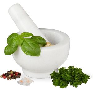 Relaxdays - Marmor Mörser Mit Stößel, Robust & Langlebig, Gewürze, Kräuter, Polierter Steinmörser, Ø 10 Cm, V 120 Ml, Weiß Relaxdays - Marmor Mörser Mit Stößel, Robust & Langlebig, Gewürze, Kräuter, Polierter Steinmörser, Ø 10 Cm, V 120 Ml, Weiß