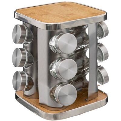5five Simply Smart - Gewürzständer X12 Drehbar Edelstahl Bambus - 5five 5five Simply Smart - Gewürzständer X12 Drehbar Edelstahl Bambus - 5five