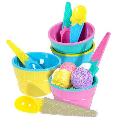 Excellent Houseware - Eisschalen Für 4 Personen, Eis-servier-set, Bunt Excellent Houseware - Eisschalen Für 4 Personen, Eis-servier-set, Bunt