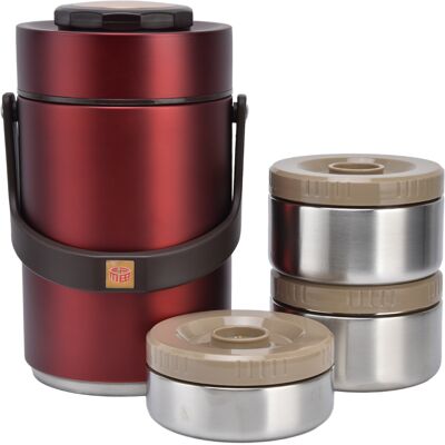 HEAT 2,3-liter-vakuum-lunchbox Aus Edelstahl 304, 3-lagig, Auslaufsicher, Isolierter Lebensmittelbehälter Für Arbeit Und Reisen, Rot HEAT 2,3-liter-vakuum-lunchbox Aus Edelstahl 304, 3-lagig, Auslaufsicher, Isolierter Lebensmittelbehälter Für Arbeit Und Reisen, Rot