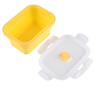 HEAT Rechteckige Silikon-lunchbox 350 Ml, Faltbar Und Wiederverwendbar, Gelber Mikrowellengeeigneter Lebensmittelbehälter, Kompakt Für Mahlzeiten Unterwegs. HEAT Rechteckige Silikon-lunchbox 350 Ml, Faltbar Und Wiederverwendbar, Gelber Mikrowellengeeigneter Lebensmittelbehälter, Kompakt Für Mahlzeiten Unterwegs.