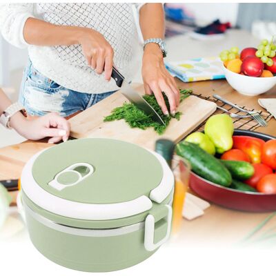 JUTE Isolierte Lunchbox Aus Edelstahl / Lebensmittelbehälter / Instantnudelbecher / Lunchbox / Runde, Isolierte Lunchbox / Luftdichter Aufbewahrungsbehälter / Dunkelgrün JUTE Isolierte Lunchbox Aus Edelstahl / Lebensmittelbehälter / Instantnudelbecher / Lunchbox / Runde, Isolierte Lunchbox / Luftdichter Aufbewahrungsbehälter / Dunkelgrün