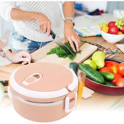 JUTE Isolierte Edelstahl-lunchbox / Lebensmittelbehälter / Instantnudelbecher / Lunchbox / Runde Isolierte Lunchbox / Luftdichter Aufbewahrungsbehälter / Rosa) JUTE Isolierte Edelstahl-lunchbox / Lebensmittelbehälter / Instantnudelbecher / Lunchbox / Runde Isolierte Lunchbox / Luftdichter Aufbewahrungsbehälter / Rosa)
