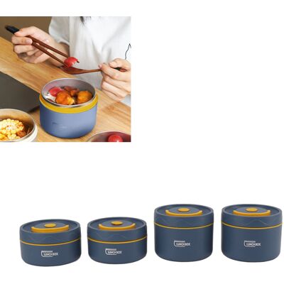 JUTE Tragbare, Runde Lunchbox Aus Edelstahl 304 Mit Deckel, Luftdichte Bento-box, 4er-set + Isoliertasche JUTE Tragbare, Runde Lunchbox Aus Edelstahl 304 Mit Deckel, Luftdichte Bento-box, 4er-set + Isoliertasche