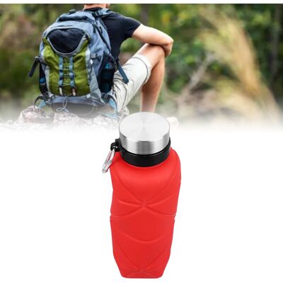 JUTE Zusammenfaltbare Rote Silikon-wasserflasche Mit Großem Fassungsvermögen (700 Ml). JUTE Zusammenfaltbare Rote Silikon-wasserflasche Mit Großem Fassungsvermögen (700 Ml).