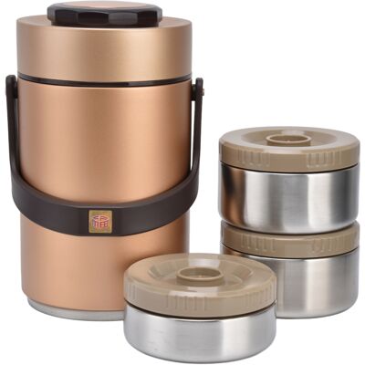 HEAT 2,3-liter-vakuum-lunchbox Aus Edelstahl 304, 3-lagig, Auslaufsicher, Isolierter Lebensmittelbehälter Für Arbeit Und Reisen, Gold HEAT 2,3-liter-vakuum-lunchbox Aus Edelstahl 304, 3-lagig, Auslaufsicher, Isolierter Lebensmittelbehälter Für Arbeit Und Reisen, Gold