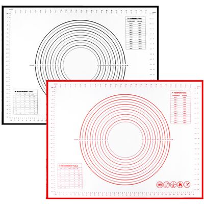 ARNAULT Silikon-backmatte, 70×50 Cm, Wiederverwendbares Backblech, Antihaftbeschichtet, Bpa-frei, Mit Messbechern Und Teigschaber Für Fondant/kekse/pizza, Rot (2 Matten) ARNAULT Silikon-backmatte, 70×50 Cm, Wiederverwendbares Backblech, Antihaftbeschichtet, Bpa-frei, Mit Messbechern Und Teigschaber Für Fondant/kekse/pizza, Rot (2 Matten)